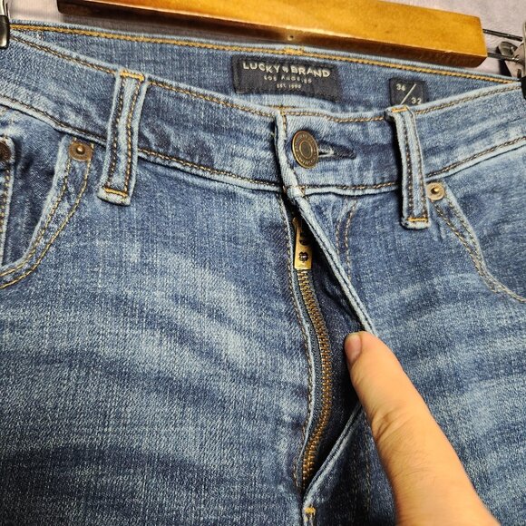 Lucky Brand 121 Slim Straight Jeans Mens 34x32 Blue Denim Stretch Classic Casual - Picture 13 of 16